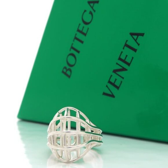 Bottega Veneta, Italy. Sterling Silver Ring. Boxed. – T  Bottega Veneta Silver Ring No 13 V5070 Outline No 13 Bottega